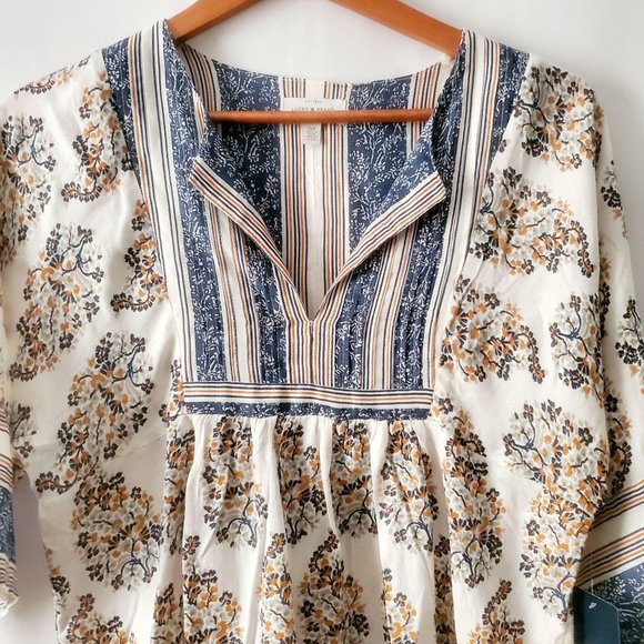 Lucky Brand Women's Mixed Print Natural Multicolor Peasant Top Size S/P NWT - Picture 6 of 16